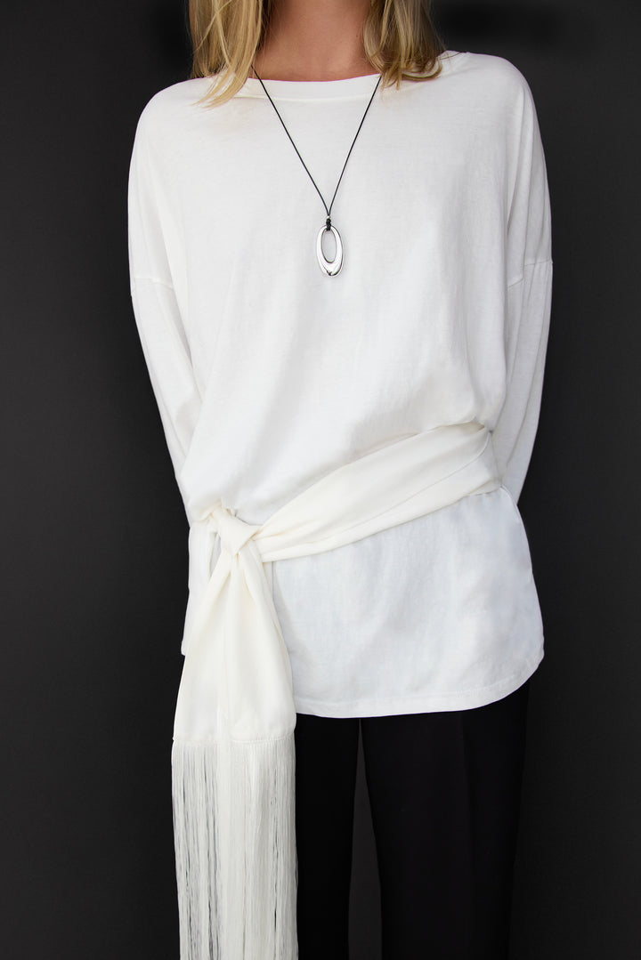 ORGANIC ROUND PENDANT NECKLACE in Silver — alternate angle