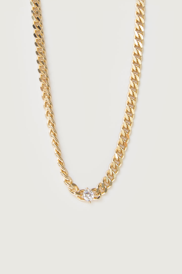 ZIRCONIA CHAIN NECKLACE in Gold — alternate angle