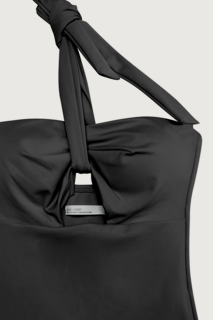 CUTOUT HALTERNECK SWIMSUIT in Black — alternate angle