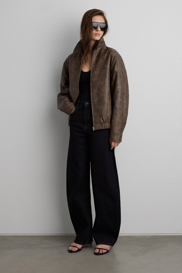 VEGAN LEATHER BOMBER JACKET