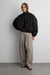 High funnel neck cropped drawstring jacket in black — main image