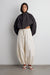 High funnel neck cropped drawstring jacket in black — main image