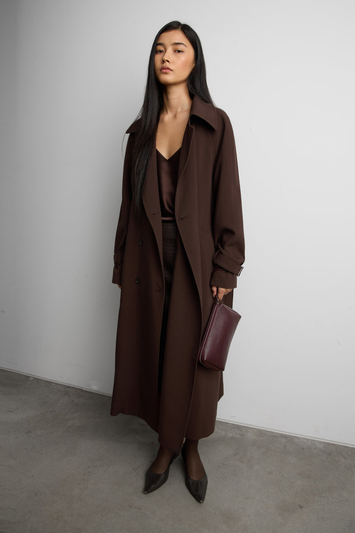 NEW OVERSIZED TRENCH COAT in Coffee Bean — alternate angle