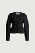 Fitted button up contour waist jacket in charcoal twill — main image