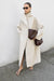 Oversized cotton blend vegan leather coat in cream — main image