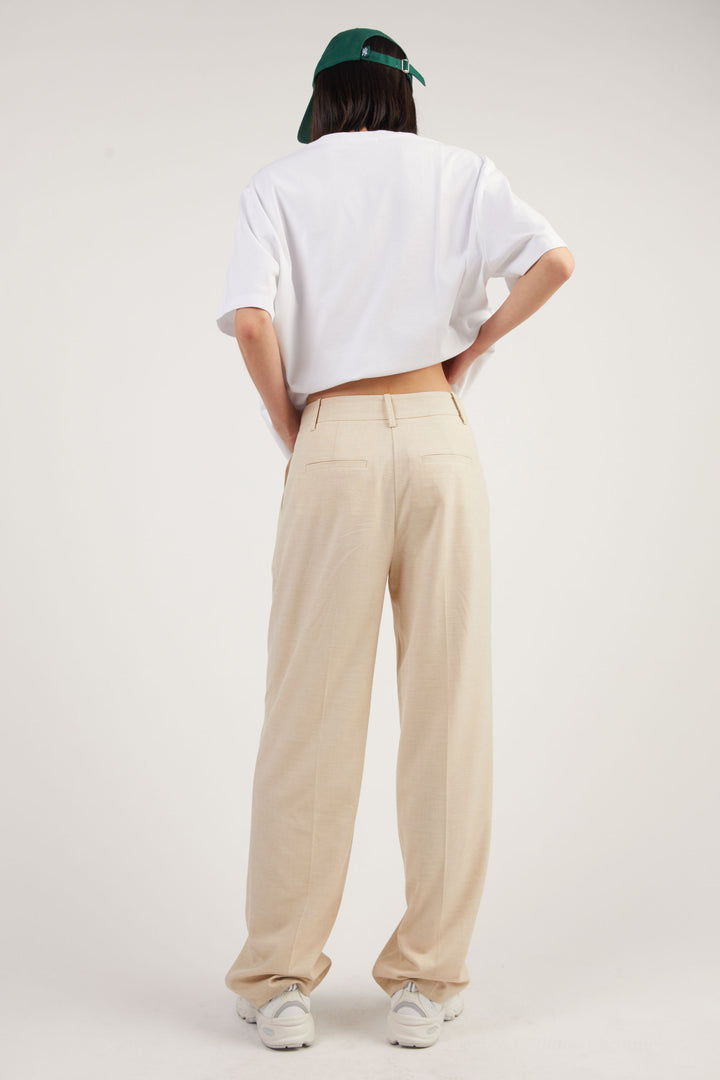 SUITING STRAIGHT LEG TROUSER in Light Beige — alternate angle