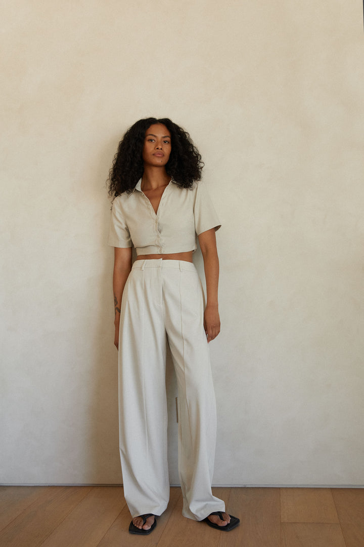 WIDE LEG FLOWY PANT in Pelican — alternate angle
