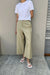 Linen blend culotte in elm — main image