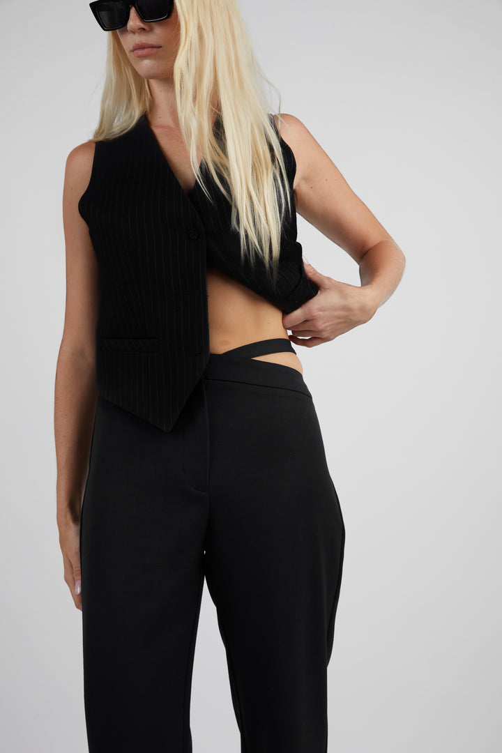 ASYMMETRIC WAIST PANT in Black — alternate angle