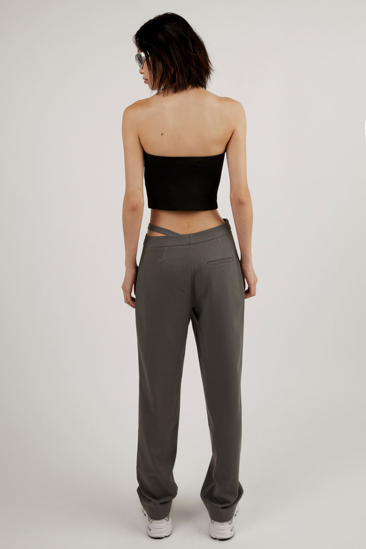 ASYMMETRIC WAIST PANT in Gunmetal — alternate angle