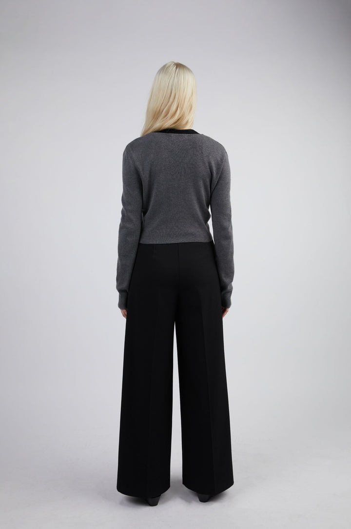 SUPER HIGH-RISE WIDE LEG SUITING PANT in Black — alternate angle