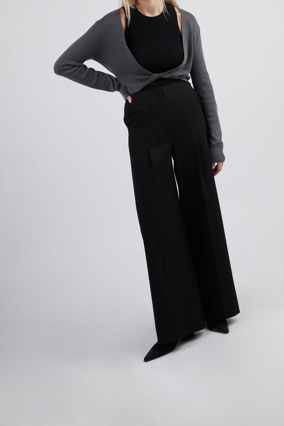 SUPER HIGH-RISE WIDE LEG SUITING PANT in Black — alternate angle