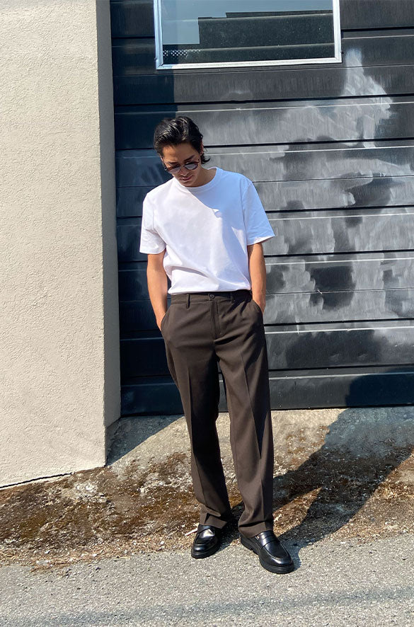 RELAXED FIT SUITING TROUSER in HEATHER DARK CHARCOAL — alternate angle