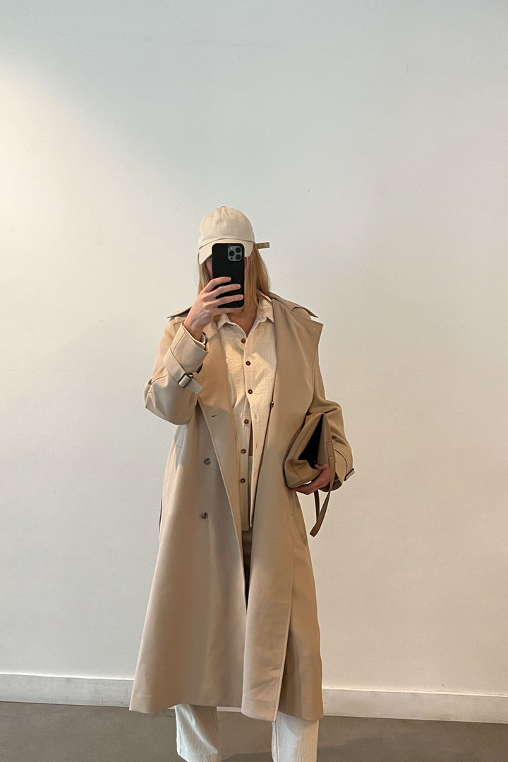 ELASTIC WAIST PANT in Oatmeal — alternate angle