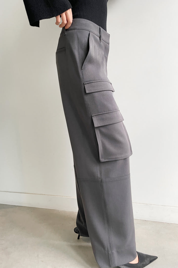 WIDE LEG CARGO PANT in Steel Grey — alternate angle