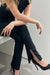 Slim fit pant with slit in black — main image