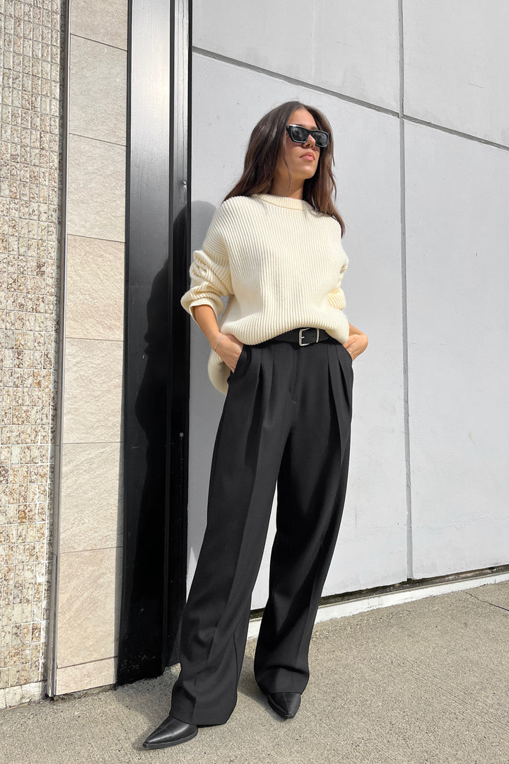 WIDE LEG TROUSER in Black — alternate angle