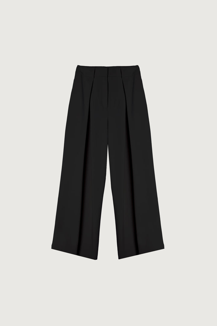 WIDE LEG PANT WITH FRONT PLEAT in Black — alternate angle