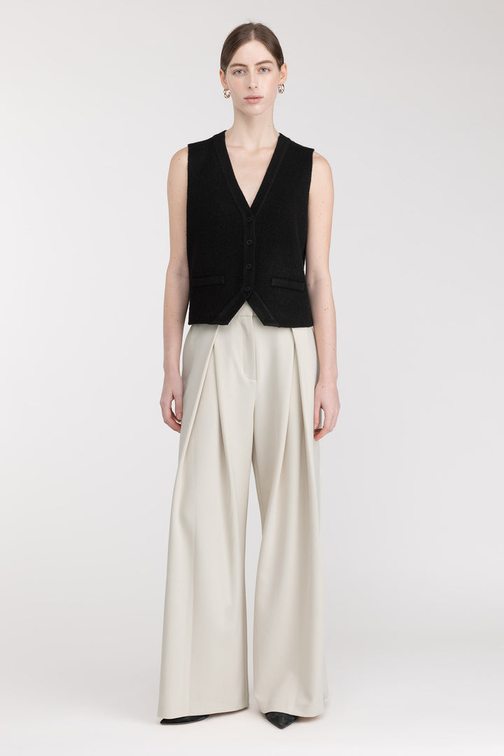 WIDE LEG PANT WITH FRONT PLEAT in Fog — alternate angle