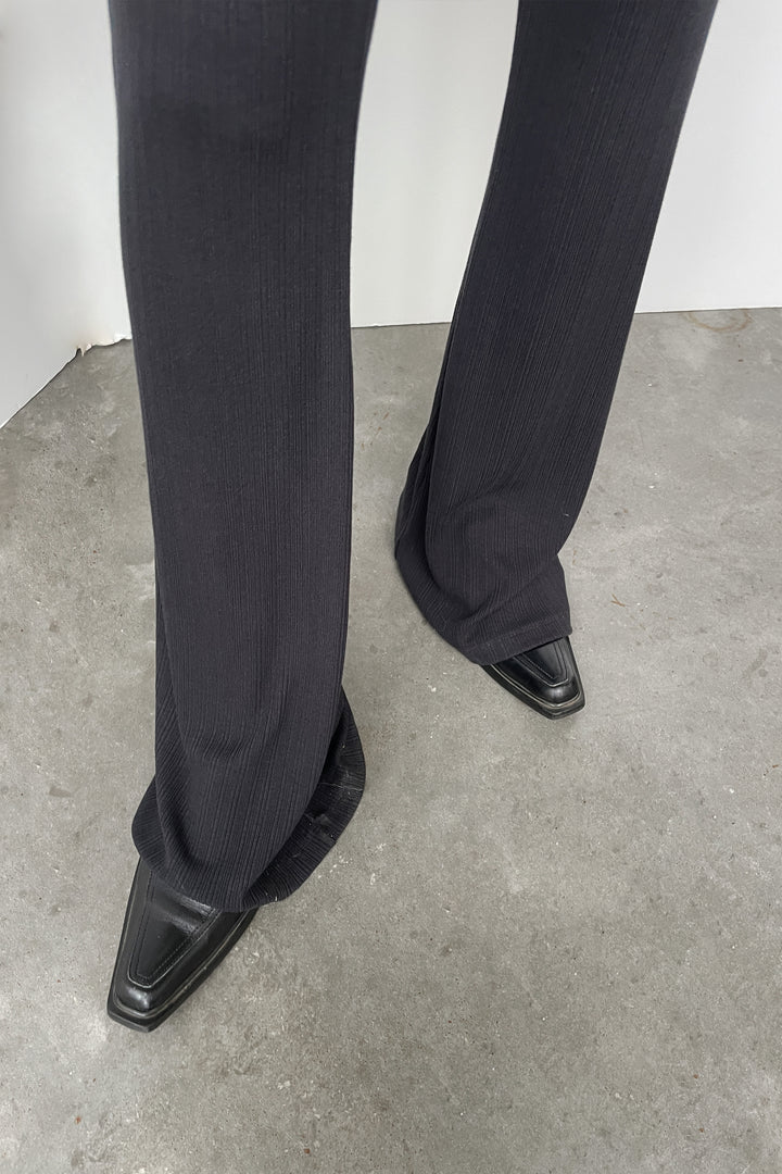 RIBBED FLARED PANT in Black — alternate angle