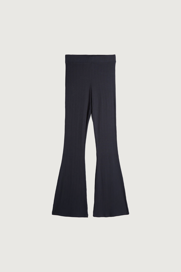 RIBBED FLARED PANT in Black — alternate angle