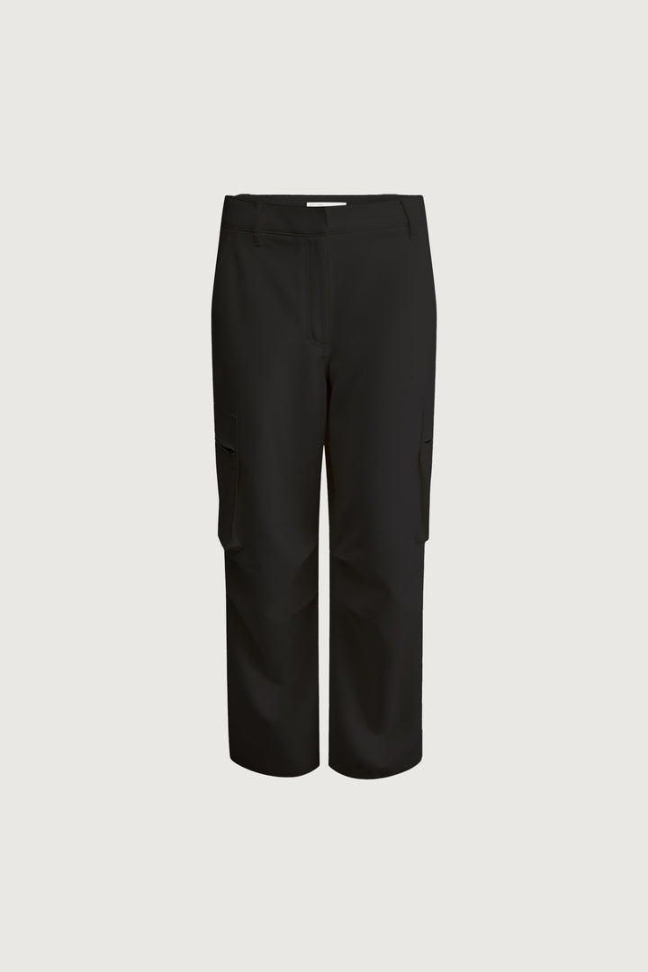 WIDE LEG SUITING PANT WITH CARGO POCKETS in Black — alternate angle