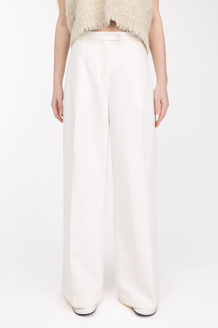 HIGH-RISE WIDE LEG TROUSER in Cream — alternate angle