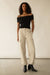 Twill wide leg cargo pant with shock cord in seashell — main image