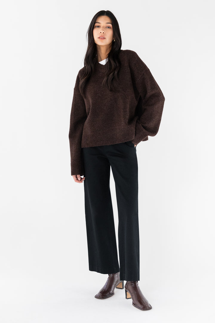 REGULAR LENGTH TWILL WIDE LEG PANT in Black — alternate angle