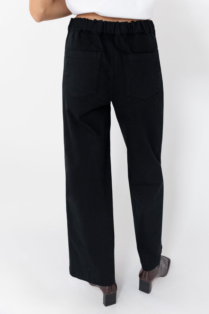 REGULAR LENGTH TWILL WIDE LEG PANT in Black — alternate angle