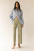 Regular length twill wide leg pant in moss grey — main image