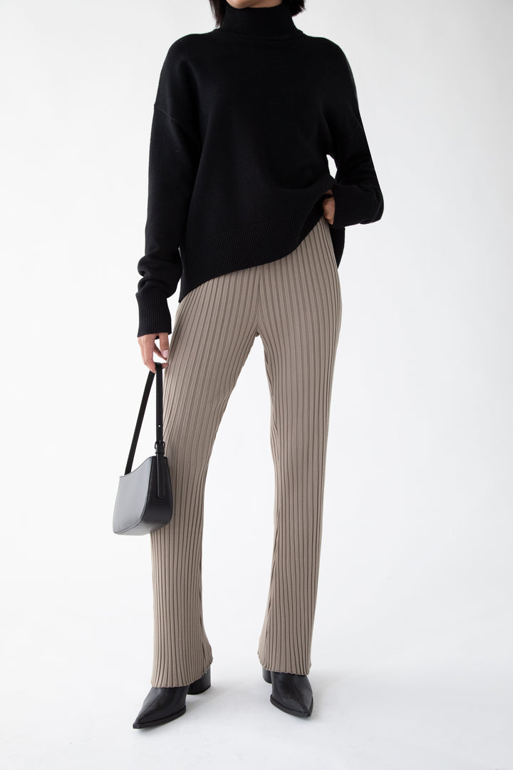 PLEATED PANT in Taupe — alternate angle