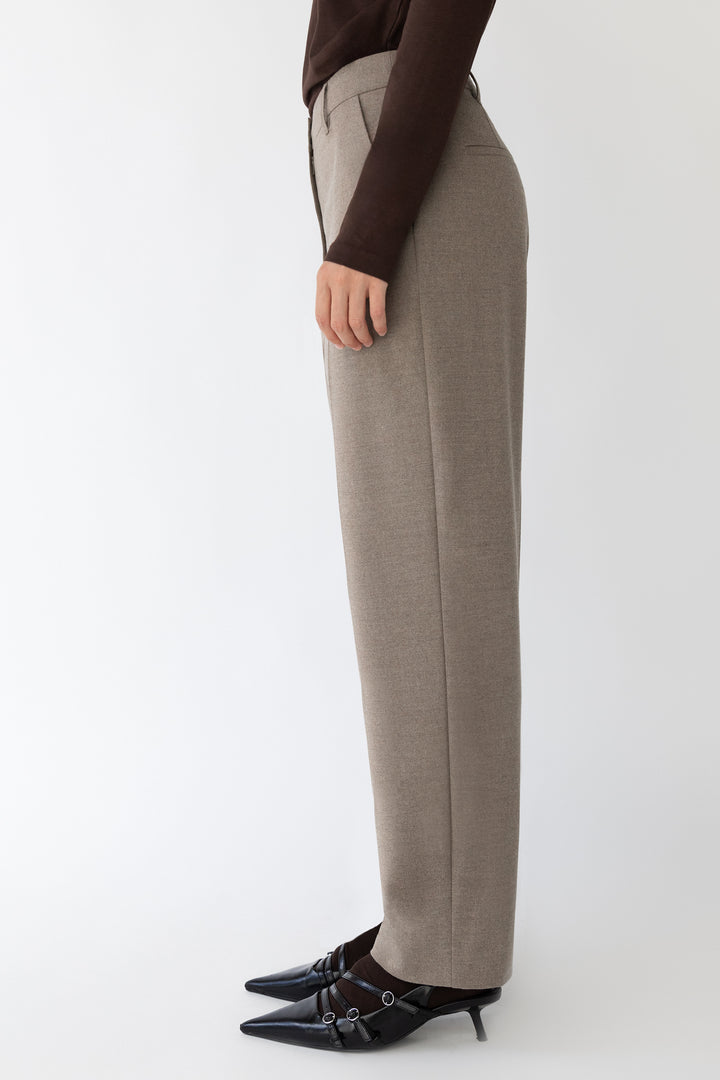 STRAIGHT LEG SUITING TROUSER in Taupe — alternate angle