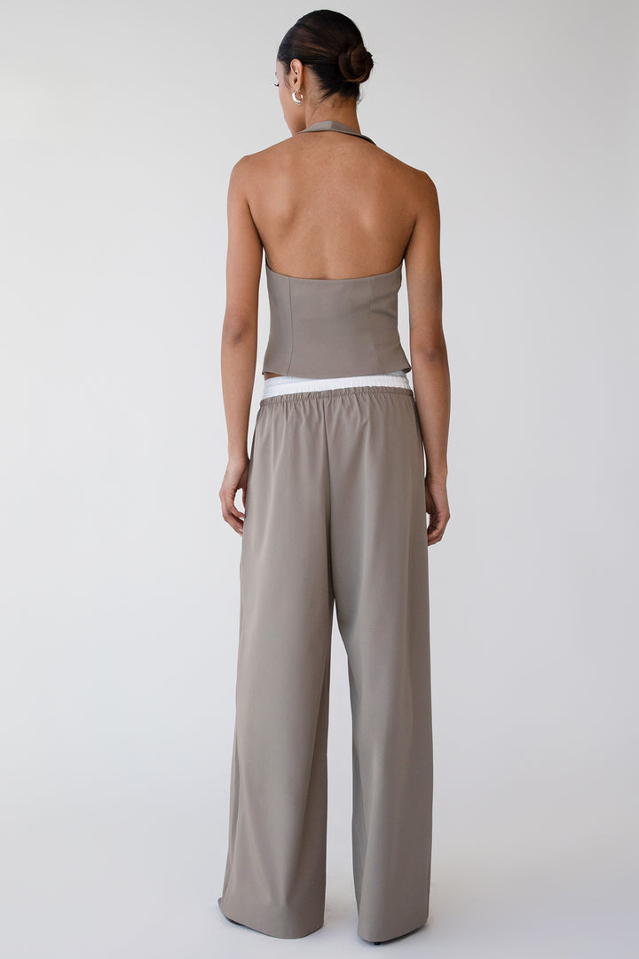 EXPOSED DRAWSTRING WAIST TROUSER in Brindle — alternate angle