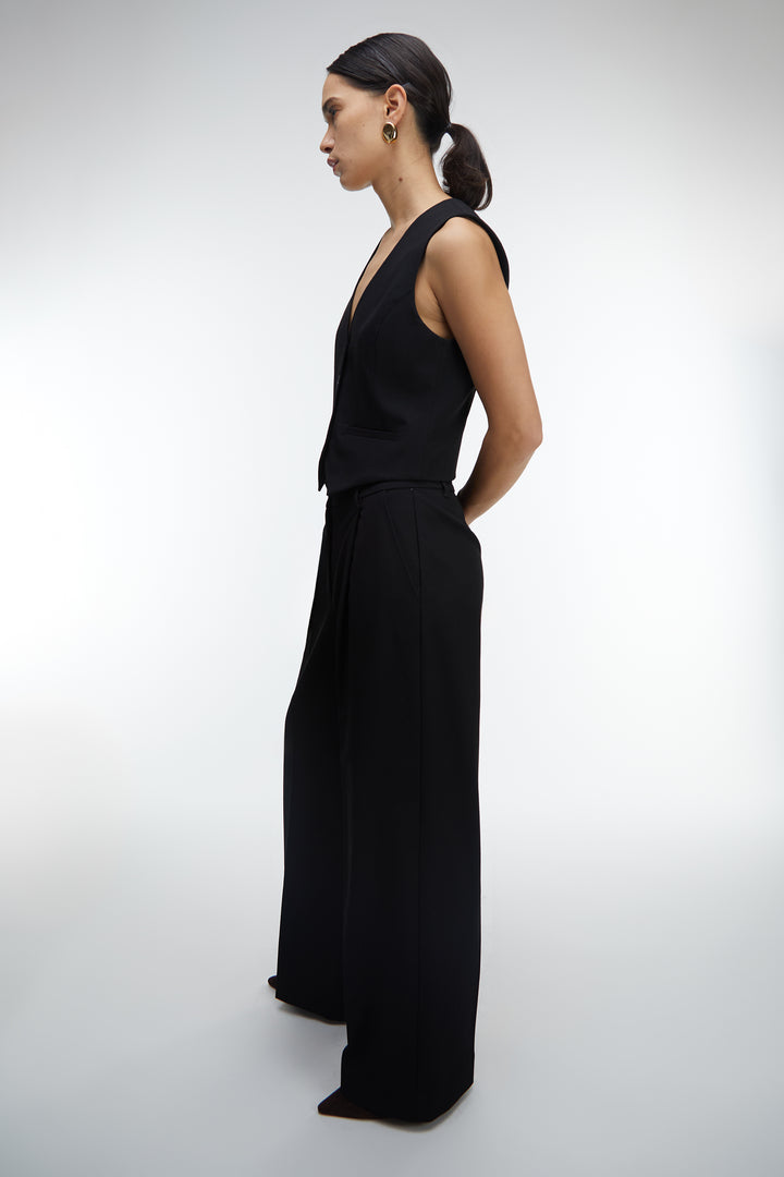 HIGH-RISE STRAIGHT LEG TROUSER in Black — alternate angle
