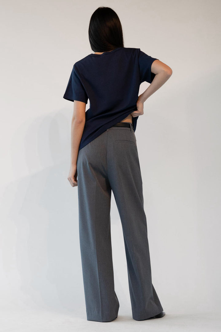 HIGH-RISE STRAIGHT LEG TROUSER in Medium Heather Grey — alternate angle