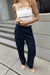 High-rise linen blend trouser in navy blazer — main image