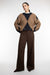 Brown twill wide leg pant in brown — main image