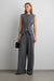Wide leg pant with folded pleat in dark heather grey — main image