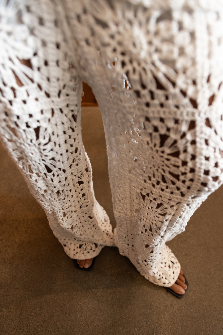 CROCHET PANTS in Ivory — alternate angle