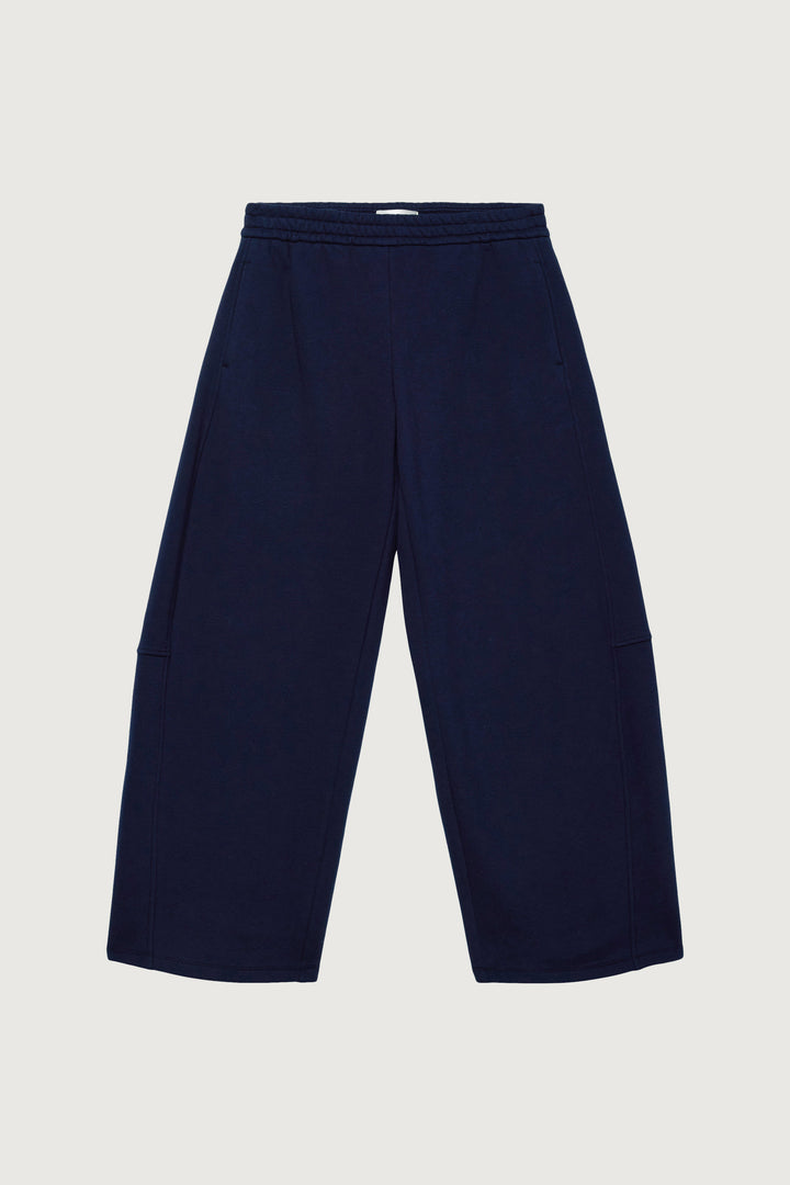 FLEECE STUDIO BARREL LEG SWEATPANT in Navy Blazer — alternate angle