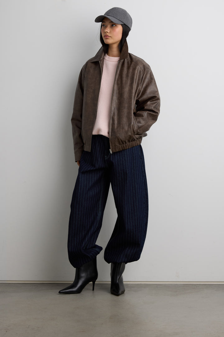 STRIPED BARREL LEG PANT