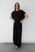 Crinkled rayon elastic waist pant in black — main image