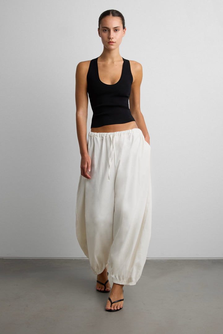 RELAXED BALLOON FIT COTTON PANT in Cream — alternate angle
