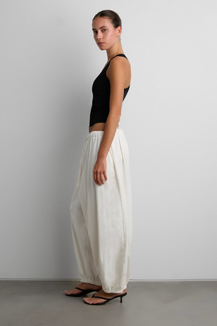 RELAXED BALLOON FIT COTTON PANT in Cream — alternate angle