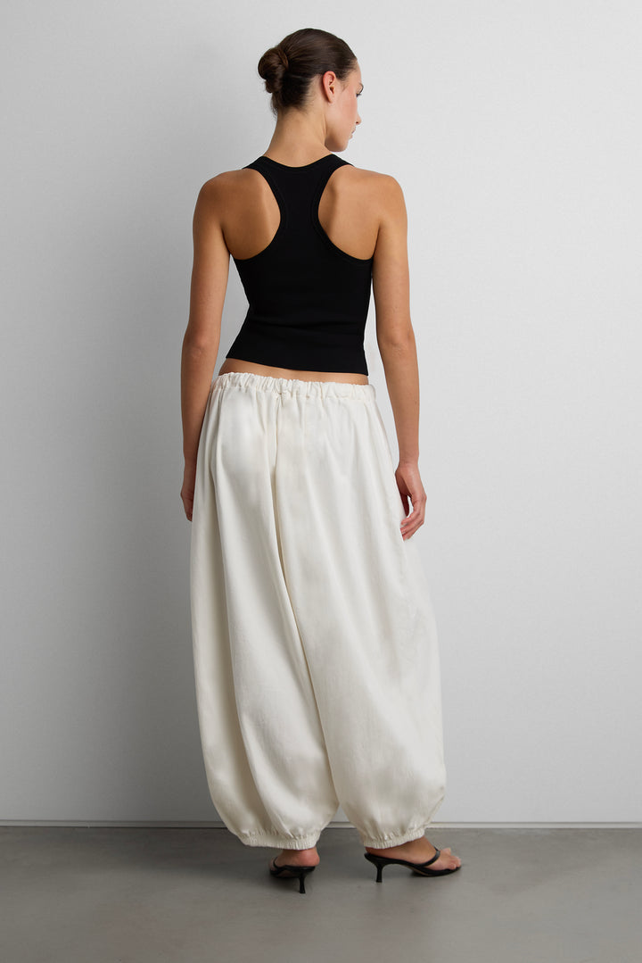 RELAXED BALLOON FIT COTTON PANT in Cream — alternate angle