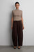 Petite relaxed pleated wide leg pant in brown — main image