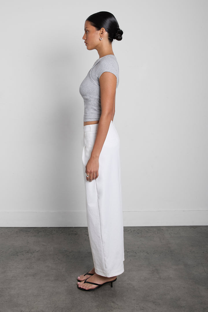 PETITE RELAXED PLEATED WIDE LEG PANT in Ivory — alternate angle