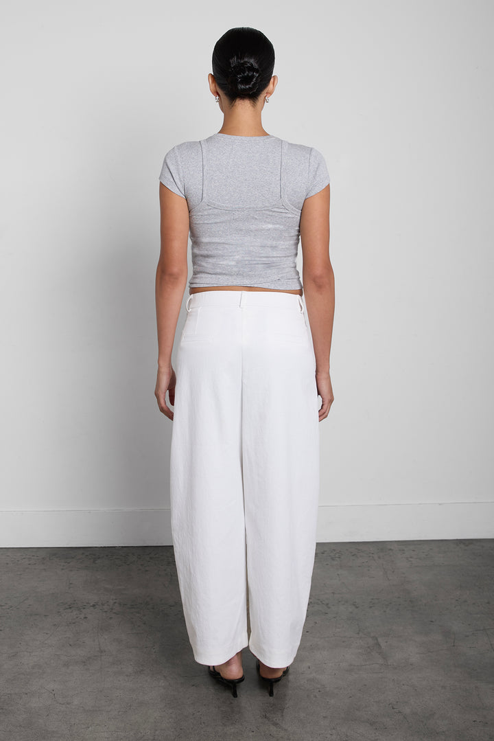 PETITE RELAXED PLEATED WIDE LEG PANT in Ivory — alternate angle