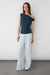 Drawstring waist wide leg pant in blue — main image
